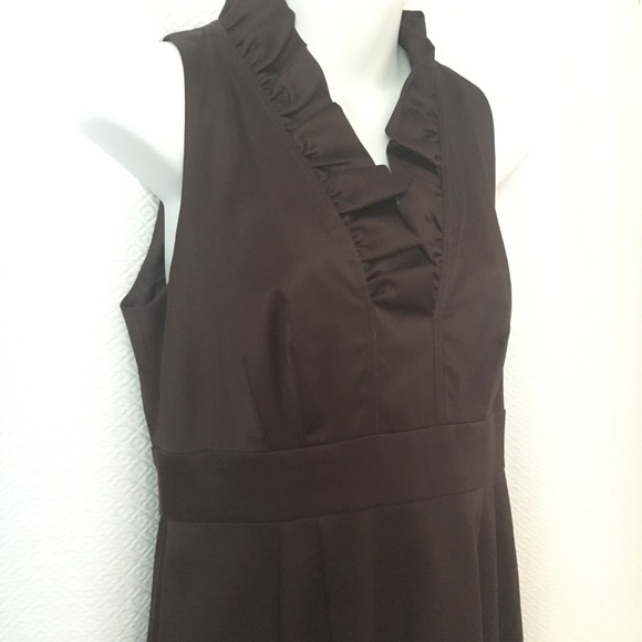 Brown Satin Knee Length Cocktail Dress - Picture 2 of 6